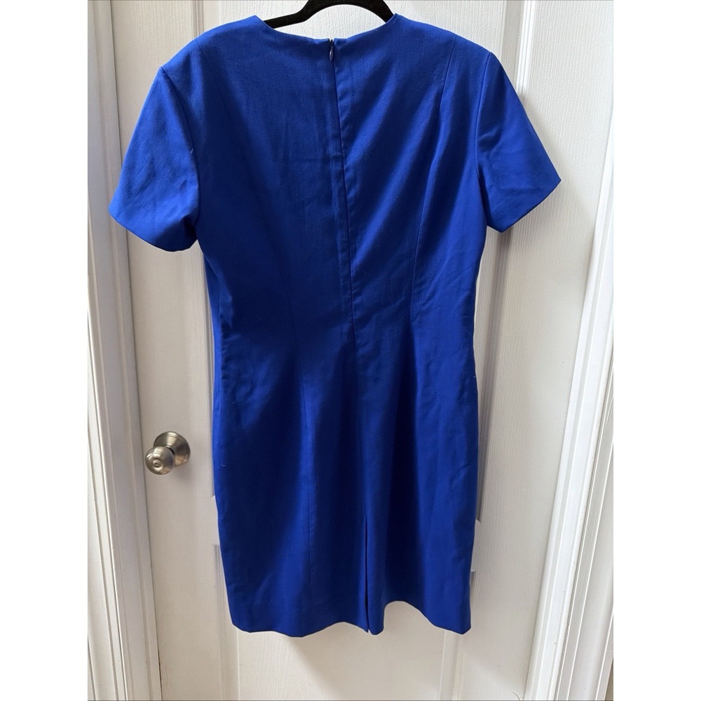 Mary Kay By Brookhurst, Inc Dress Size 10R Blue Short Sleeve Back Zip Wool Blend